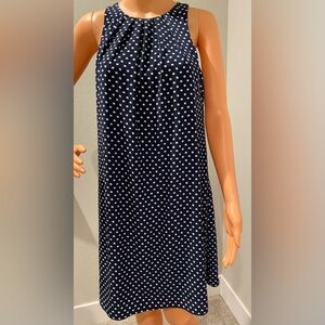 👜3 for $15 Sale Alfani Dress Small Sleeveless Navy Polka Dot Midi Dress Size 6